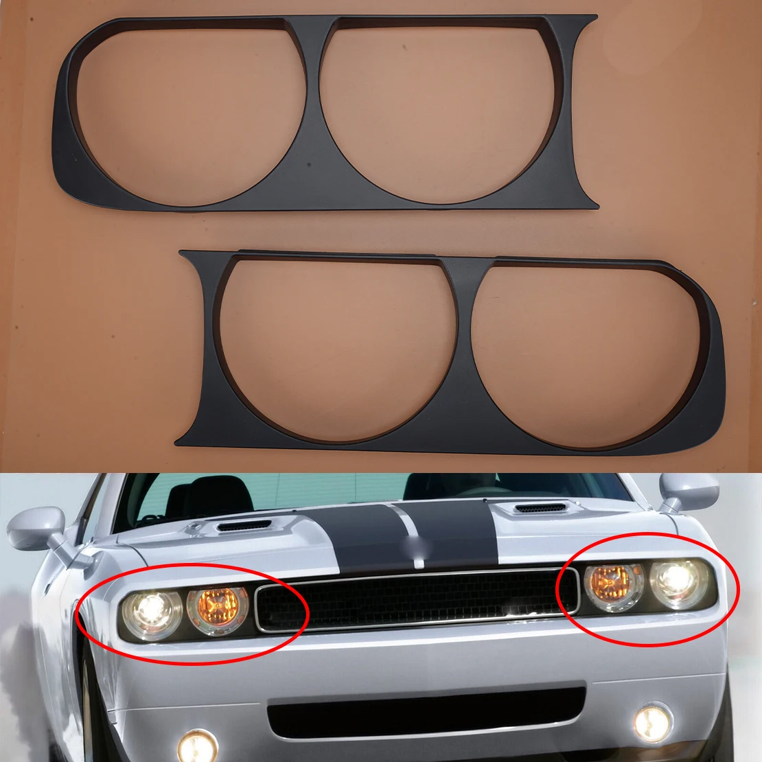 

68051527AA 68051526AA 1 Pair Front Headlight Lamp Bezel Frame Trim Fit for Dodge Challenger 2014 2013 2012 2011 2010 2009 2008