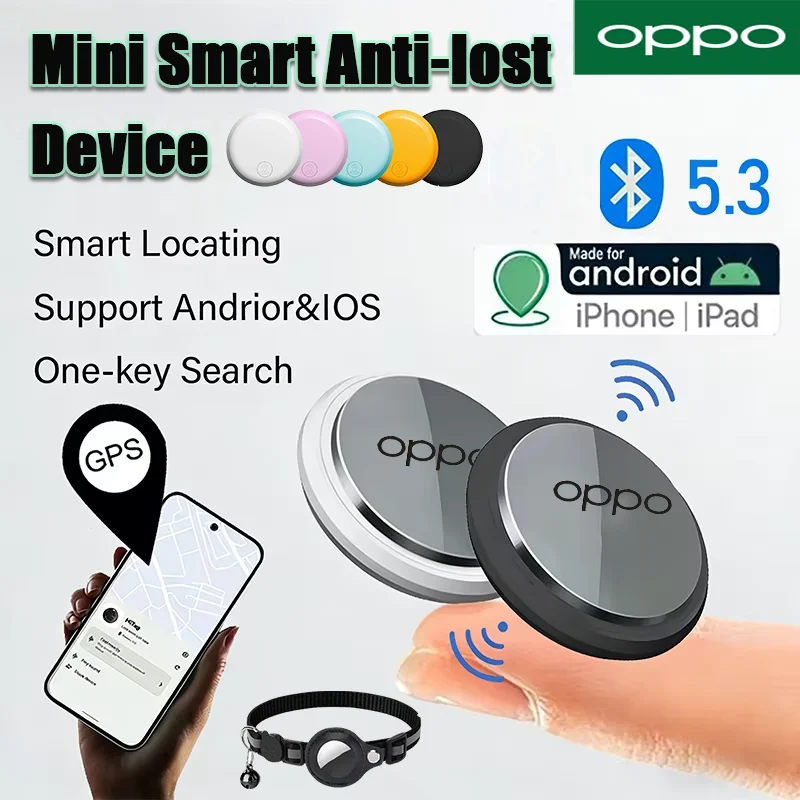 OPPO 2026 Mini Bluetooth GPS Smart Tracker Key Wallet Anti Lost Finder Compatible iOS Android Google Find My Pet Child Locator