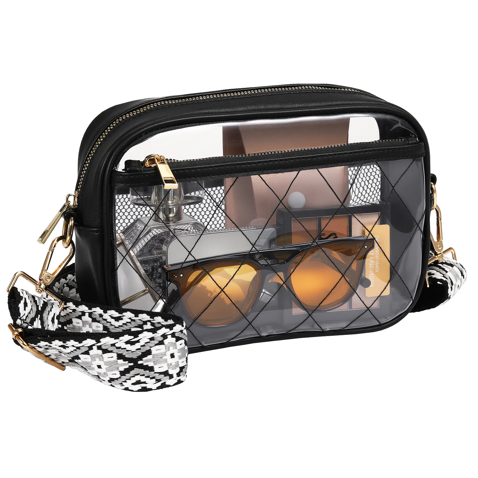 

Прозрачная сумка MoKo для стадионных мероприятий. Водонепроницаемая легкая концертная сумка через плечо с 3 карманами и регулируемым плечевым ремнем.