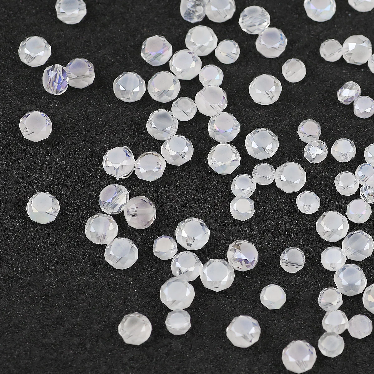 50pcs 4x6/5x8mm White Transparent AB Bread-Shaped Austrian Crystal Glass Spacer Beads For Jewelry Making Bracelets Necklaces DIY