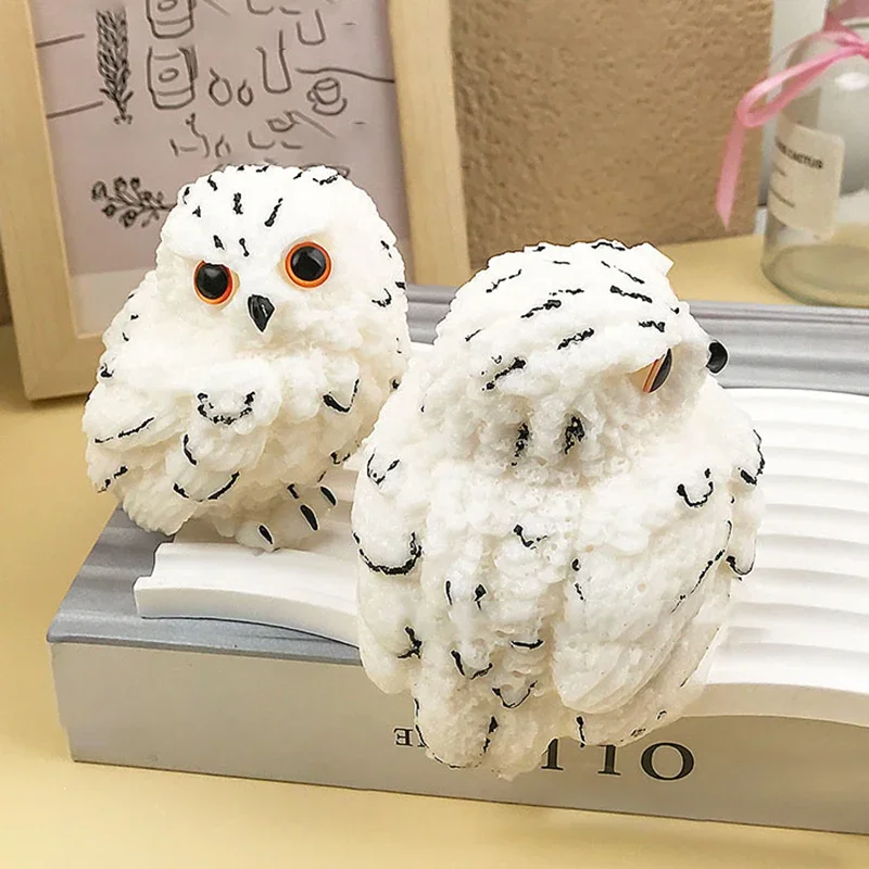 Cute Snow Owl Squishy Toy Fluffy Soft Squeeze Fidget Toy Slow Rising Animal Stress Relief Decompression Toy Kids Holiday Gift view 4