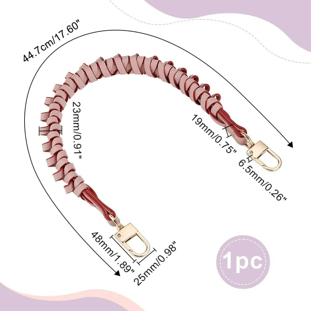 17,5-дюймовый плетеный ремешок для кошелька, розовый короткий ремень для сумки, сменная ручка для кошелька из искусственной кожи, верхняя ручка с золотой фурнитурой