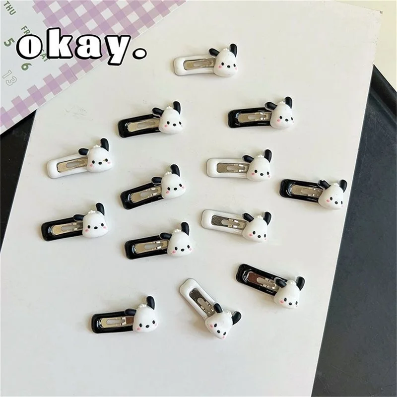 CCute Pochacco Cartoon Black And White Sanrio Hair Clip Kawaii Sweet Girl Student Good-Looking Broken Hair Clip Duckbill Clip