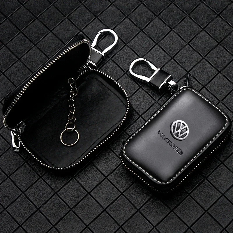 Leather Car Key Bag Keychain Protective Case for Volkswagen Passat Santana Touareg Tiguan Golf Jetta Beetle Scirocco POLO CC MK7