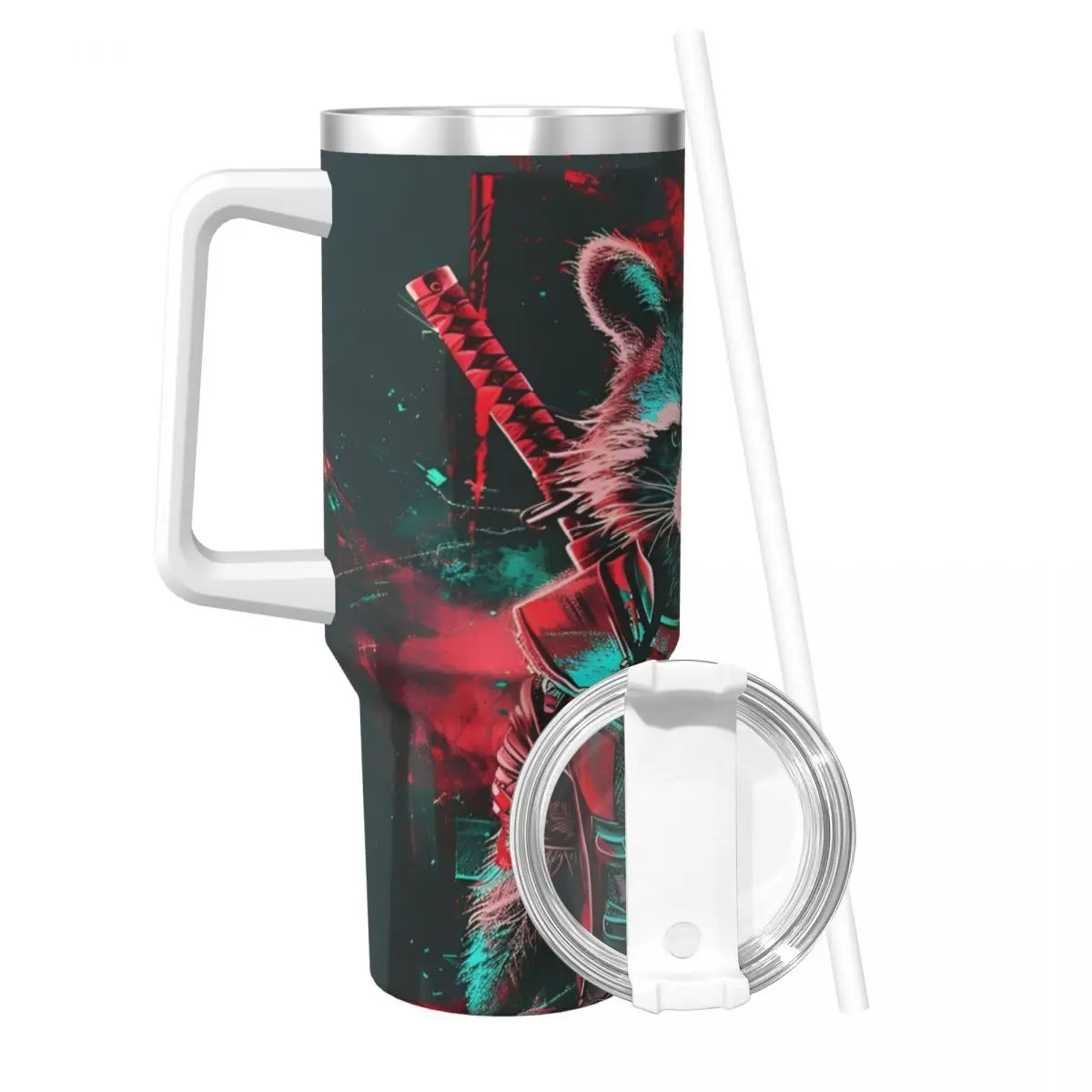 Guardians Of The Galaxy Stainless Steel Tumbler rocket Beach Coffee Mug With Straws and Lid Large Mugs Cup Drink Water Bottle