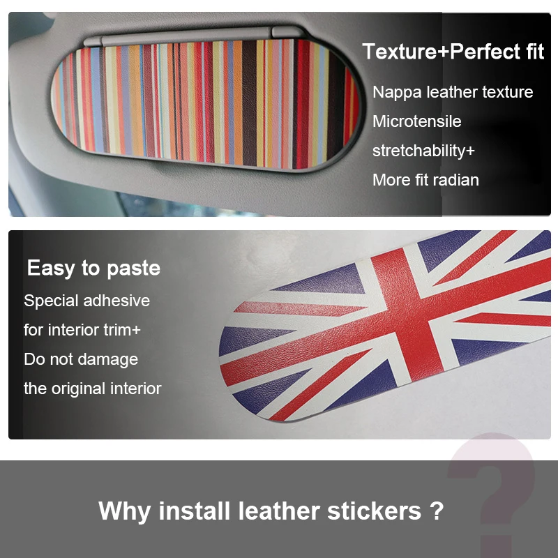 Car Makeup Mirror Back Leather Stickers for Mini Cooper F54 F55 F56 F57 F60 Coutryman Clubman Interior Decoration Accessories