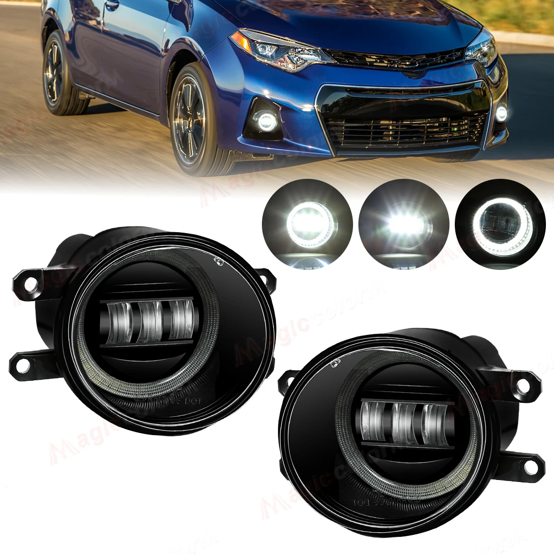 For Toyota Corolla Camry Yaris RAV4 Prius CHR Hilux Lexus LED Fog Lamp Assembly Angel Eyes Front Fog Light Headlight DRL 1 Pair