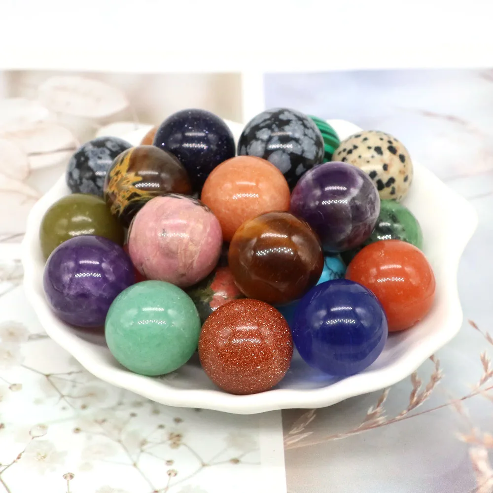 Wholesale 18mm Round Crystal Balls Natural Pocket Stone Sphere Reiki Healing Quartz Globe Chakra Gems Non-Porous Beads Jewelry