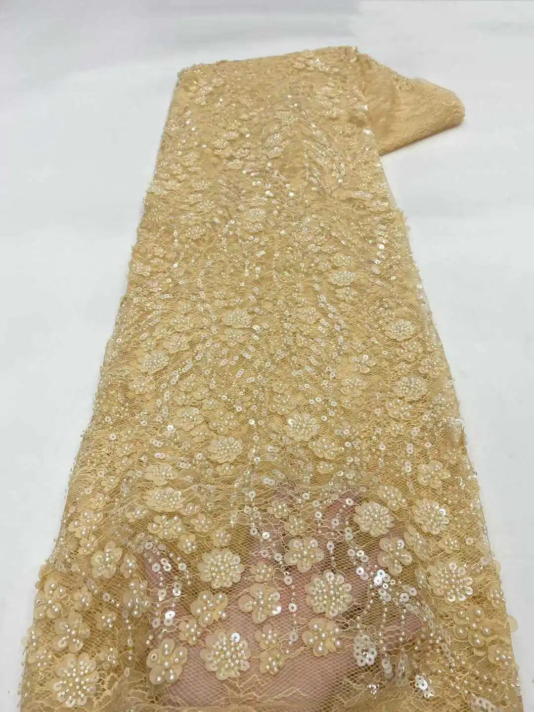 

Африканская 3D кружевная ткань с блестками, вышивка бисером, нигерийская свадебная ткань для жениха, высокое качество, французский тюль, кружевная ткань для шитья