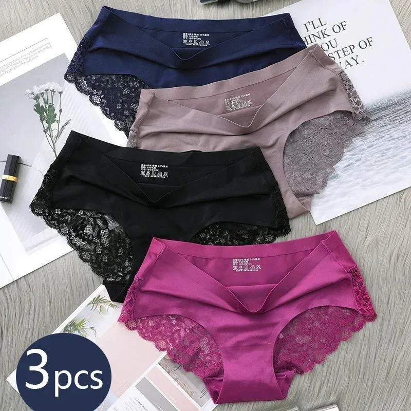 Set/lot Seamless WomenComfort Lace Briefs Hollow Out Panties Set Underwear Low Rise Female Sport Panty Soft Lady Lingerie