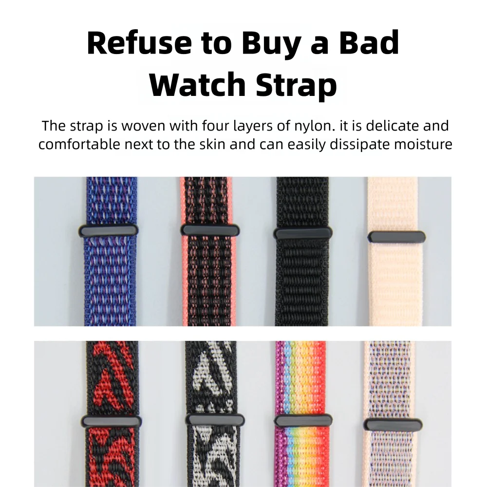 Velcro Wristband For Xiaomi Band 8 Quick Release High Quality Nylon Soft Replacement Adjustable Sport Smart Watch Band Men Women