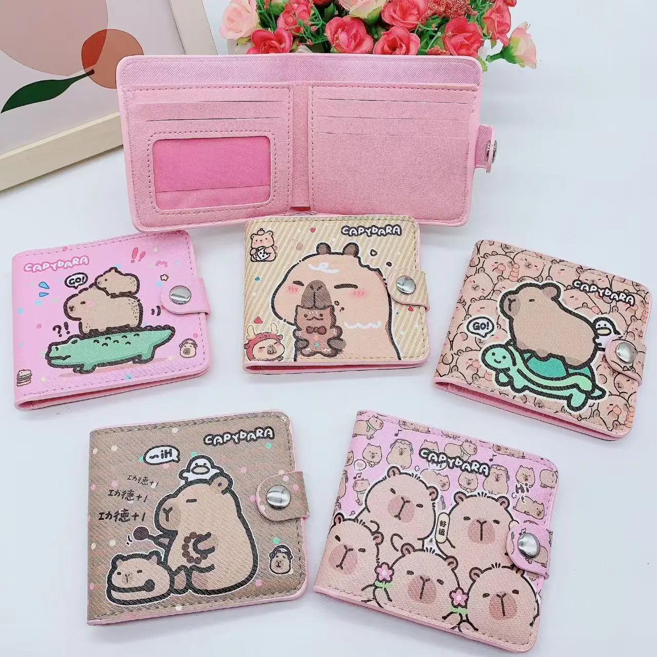 Capybara Cute Wallet Cartoon Coin Purse Kawaii Leather Card Holder Women Pu Casual Money Card Bag Kids Birthday Gift for Girls