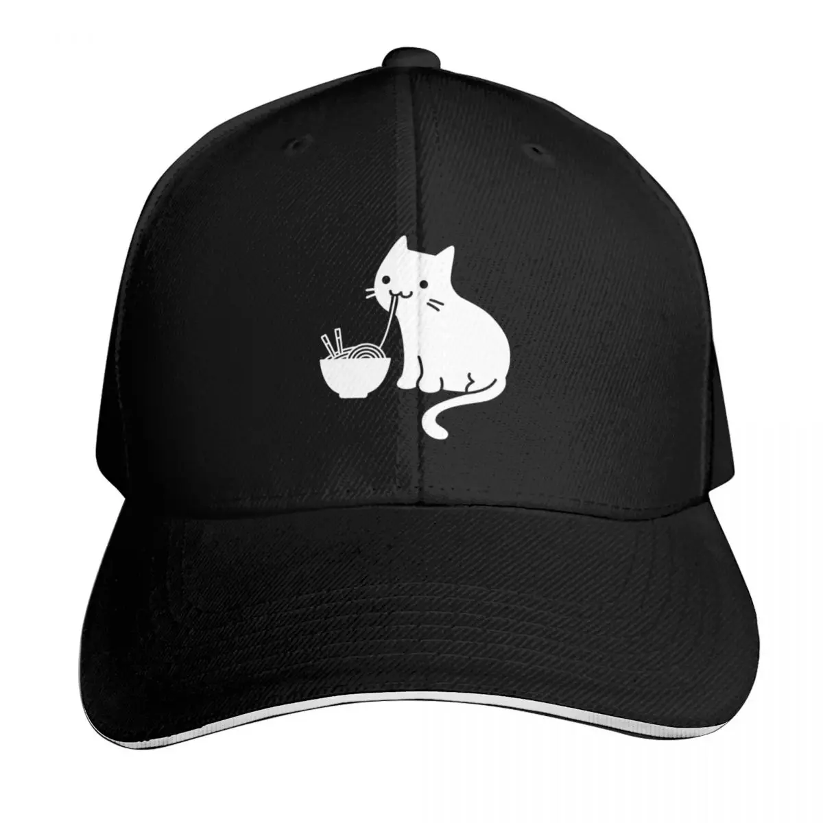 Cute Cat Eating Ramen ANIME MANGA GIFT Baseball Cap Contrast Two Tone Brim Snapback Flat Bill Strapback Dad Hat