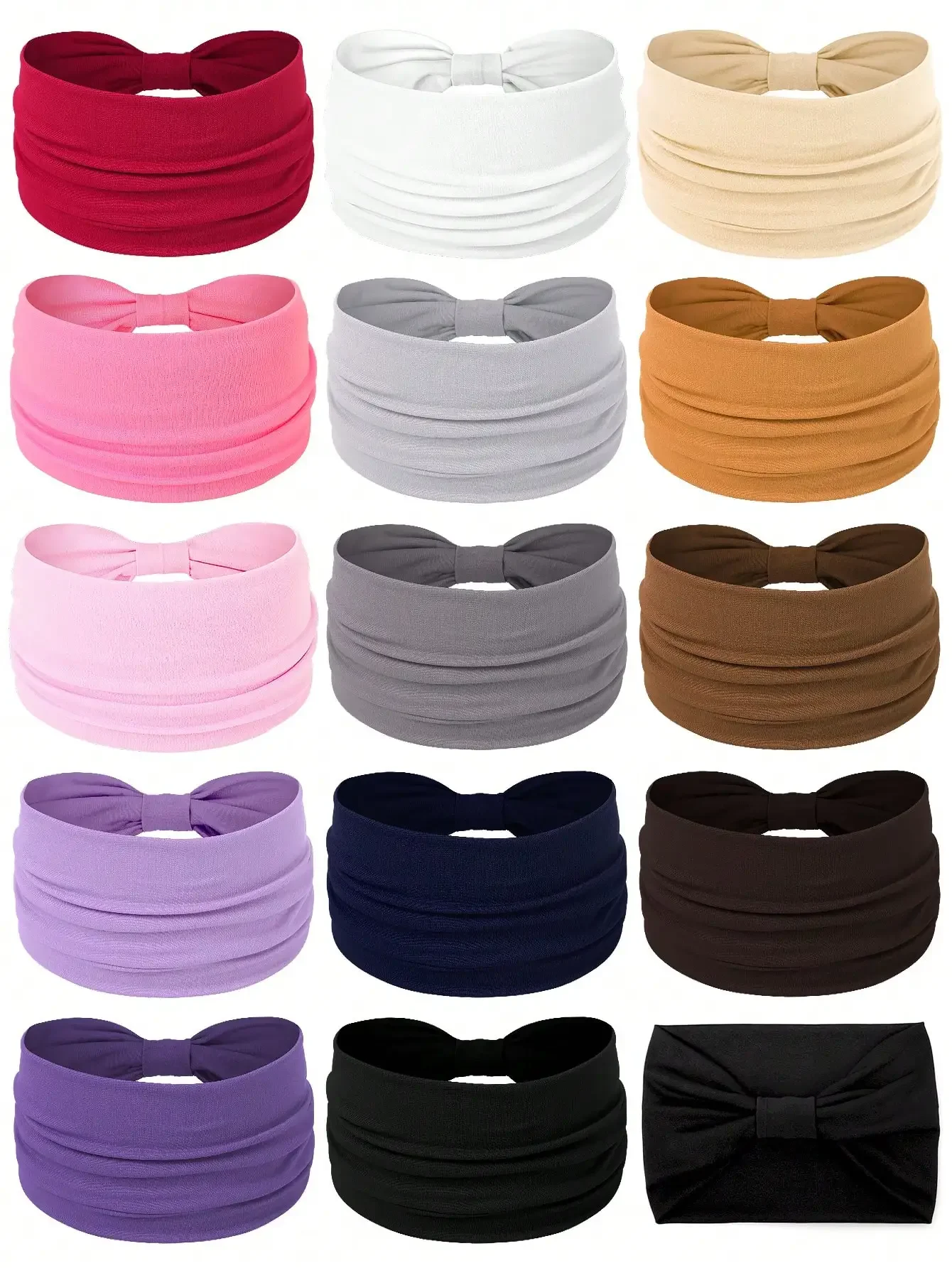 

3pcs Women's Solid Color Ultra Wide Knot Elastic Headband, Fashionable & Versatile Hair Accessories Casual
