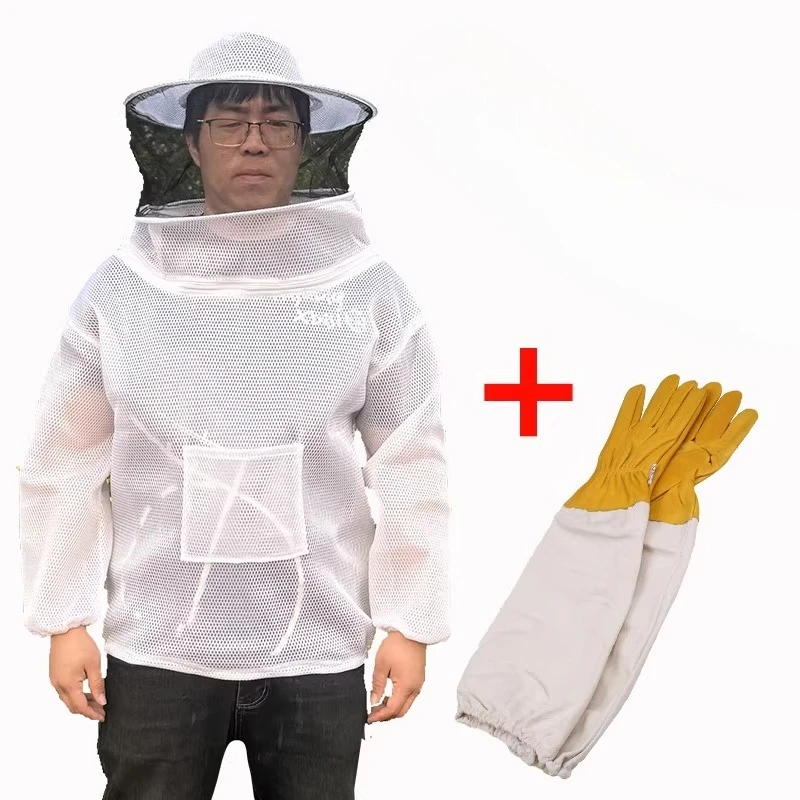 Picture 3: Anti Bee Suit Beekeeping Protective Hooded Jacket Veil Smock Breathable Mesh Protective Clothing Beekeeper Preventing Bee Bites