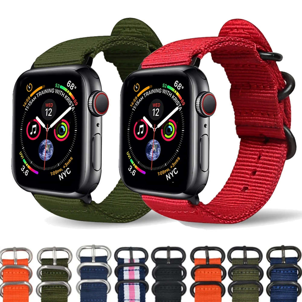 Strap For Apple Watch Band 44mm 40mm 42mm 38mm Nylon Nato Belt Bracelet Watchband Correa Iwatch Series 7 SE 6 5 4 3 45mm 41mm