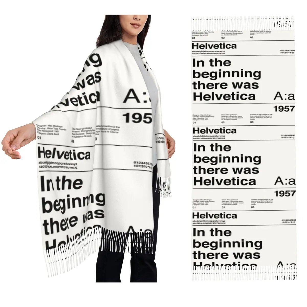 

Helvetica Типография Шрифт Дизайн в начинающих There Was Helvetica Шарф Шарфы с кисточками для женщин Шали и накидки Шаль Wrap