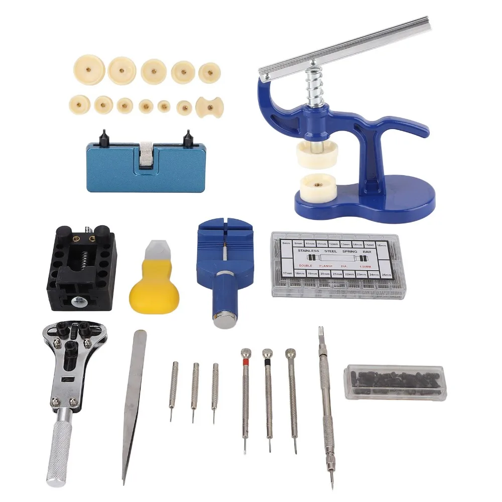 Durable Alloy Watch Repair Tool Kit Black Storage Bag Multiple Sizes Watch Press Set Spring Bar Tool Set Watch Repair