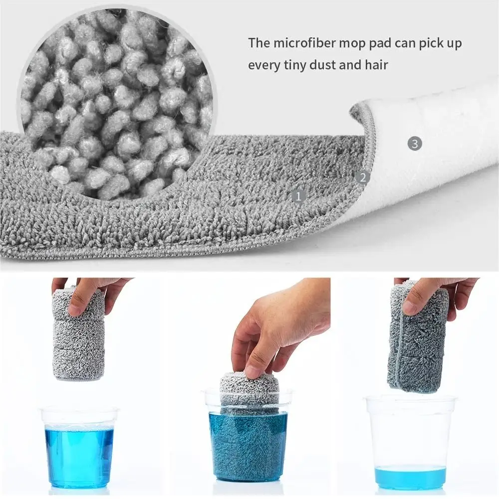 Picture 4: 3PCS Durable Microfiber Flat Mop Replacement Cloth Removable Reusable Mop Refill Washable Lazy Mop Cloth