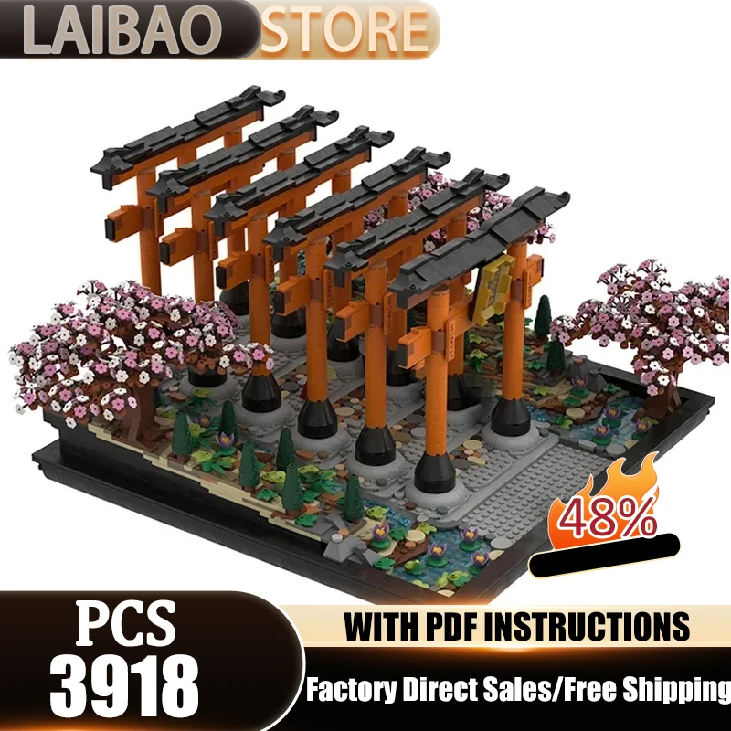 

Street View Model Moc Building Bricks Fushimi Lnari Gate Walkway Technology Modular Blocks Gift Christmas Toys DIY Sets Assembly