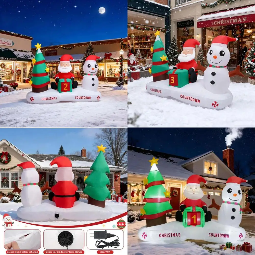 

Рождественская надувная рождественская подсветка с 6 футами: елка, Санта, снеговик для улицы/в помещении