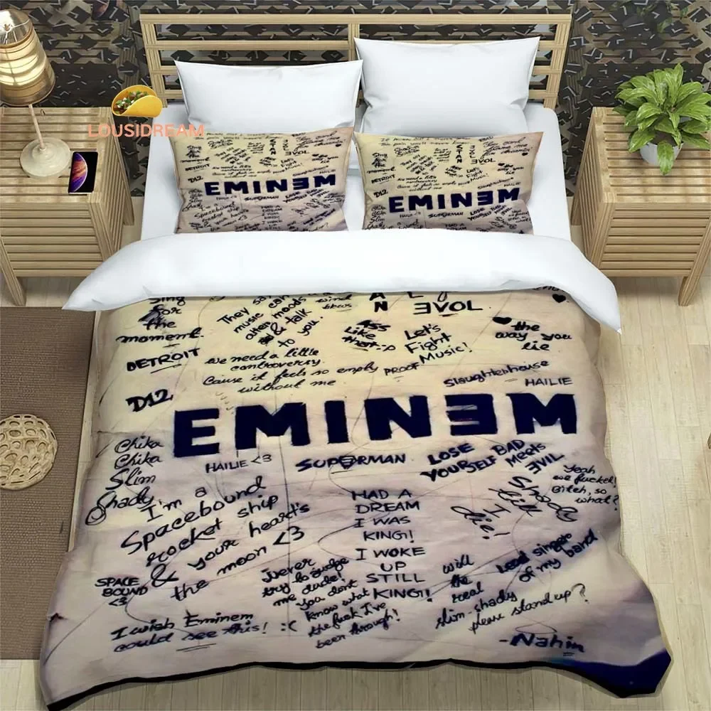 Hiphop Rapper Eminem lenzuola copripiumini biancheria da letto lenzuola dormitorio Set biancheria da letto in tre pezzi Set biancheria da letto