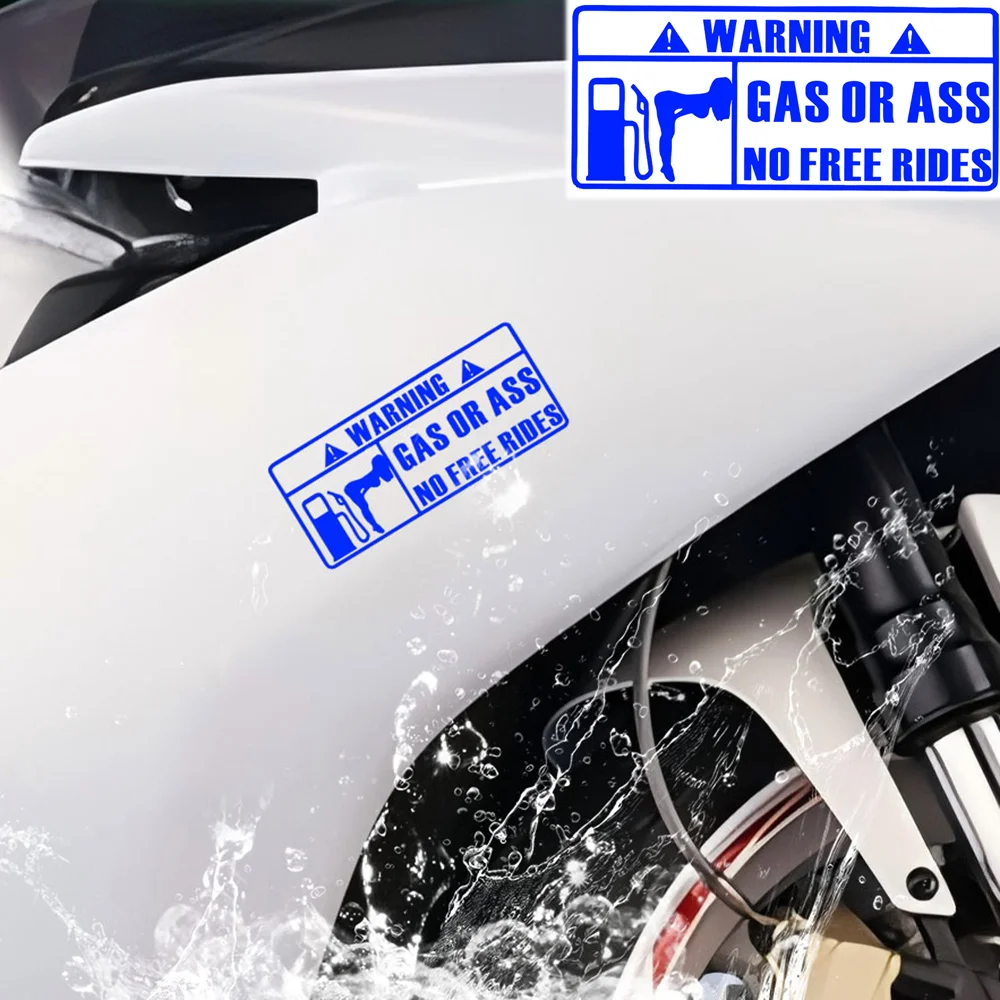 Motorcycle stickers Gas or Ass No Free Rides Unmanned Free Ride Auto Windows Body Vinyl Reflective Waterproof Accessories Decal