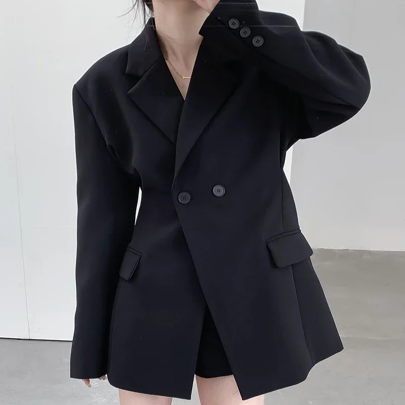 

New women blazer slim-fit waist shoulder pad casual black suit jacket female 2024 spring outwear