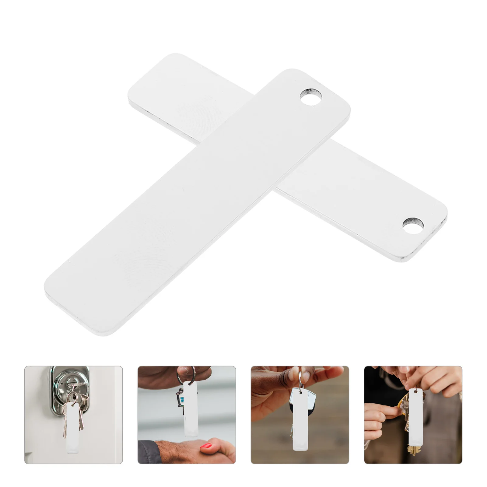 

12Pcs DIY Titanium Steel Rectangle Stamping Blanks Engravable Metal Keychain Blanks Jewelry Making Custom Tags