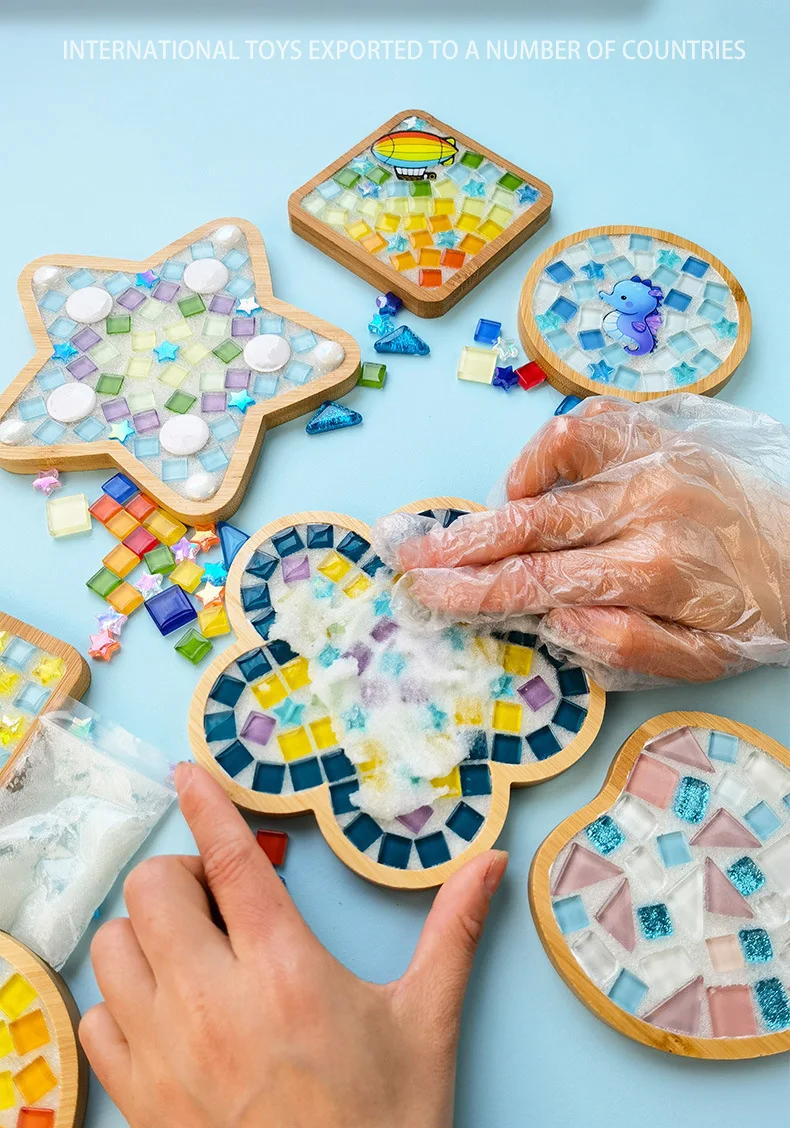 Bambus Mosaik DIY Untersetzer Handgemachte Kreative Material für Tasse Matte Tischset Mosaik Kristall Handwerk Werkzeug Kit Kinder Geschenk