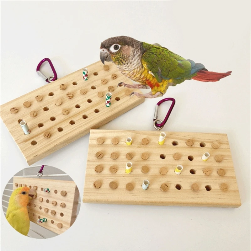 Bird Chew Toy, Parrots Cage Toy Natural Wood Molar Hanging Toy for Budgies Parrots Small Size Birds for Cage