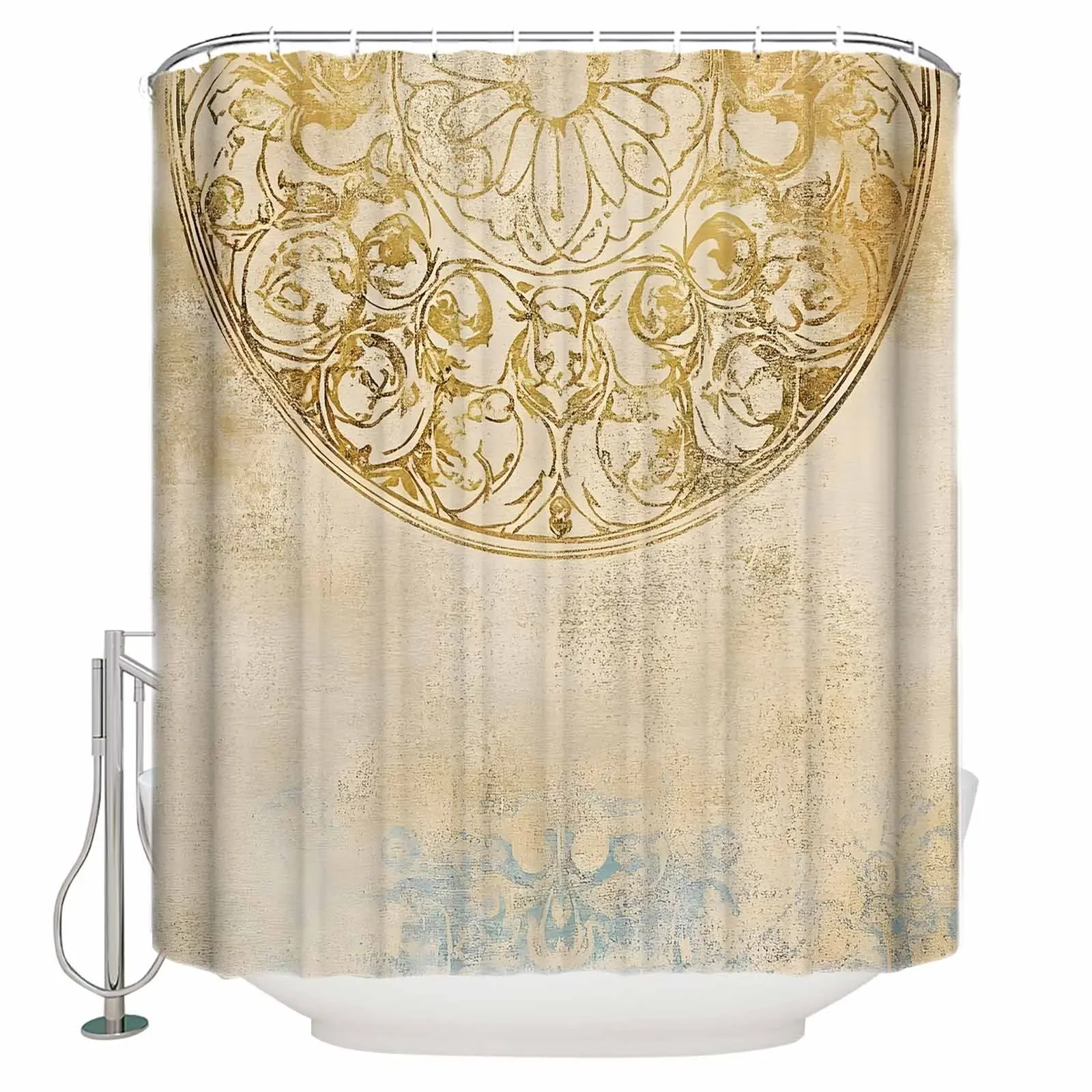 

Традиционная текстура, цветочные занавески для душа, водонепроницаемые занавески для ванной, домашний декор, современная роскошная занавеска для ванной комнаты