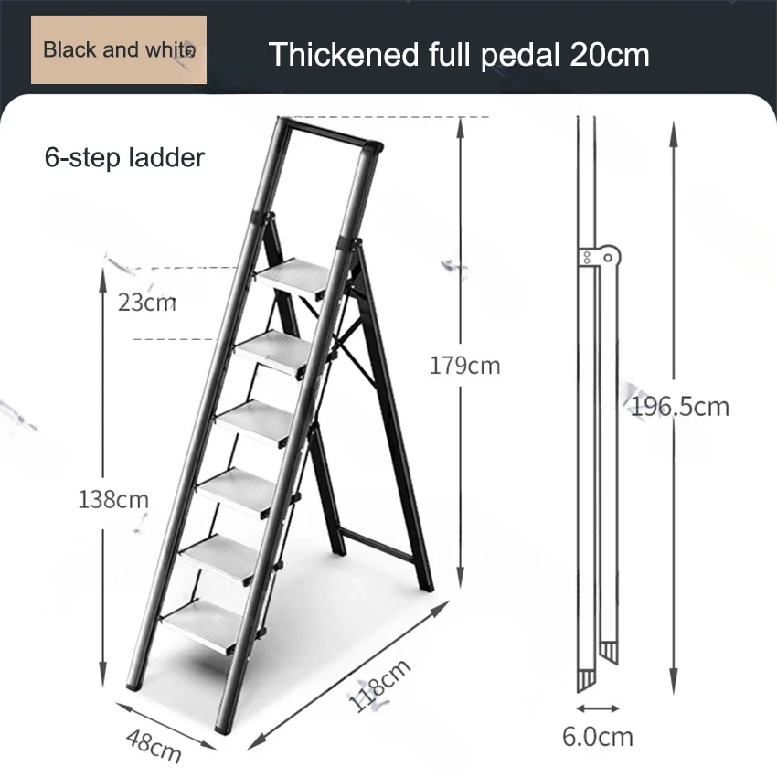 Multifunctional Telescopic Aluminum Alloy Ladder Lightweight 6-Step Ladder 150KG Bearing Home Folding