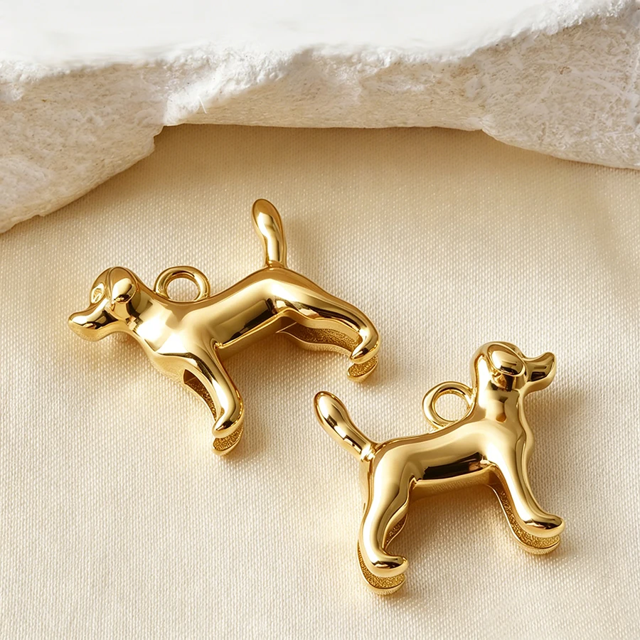 5 Stück goldfarbene Edelstahl-Anhänger in Form von niedlichen Hunden, Fischen und Enten, PVD-beschichtet, für Schmuckherstellung, Tieranhänger, DIY-Halskette, Schlüsselanhänger – Detail 23
