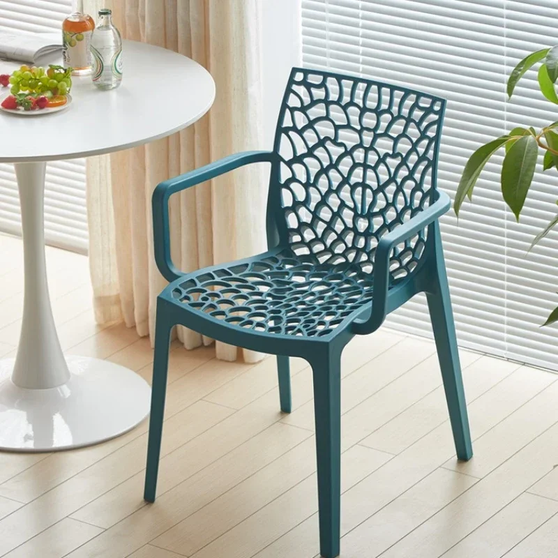 Thickened stools for adults, simple and casual Nordic style home use, foldable and comfortable hollow backrest dining chairs