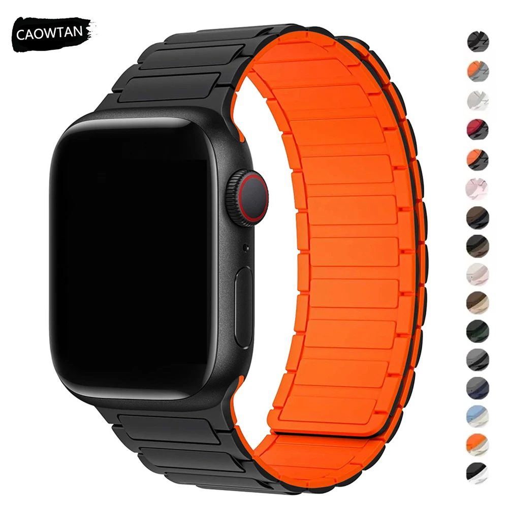 حزام مغناطيسي لساعة أبل الترا 3 2 49 ملم 46 ملم 42 ملم 45 ملم 44 ملم 40 ملم 41 ملم حزام سيليكون iWatch Series 11 10 9 8 7 6 SE 5 4