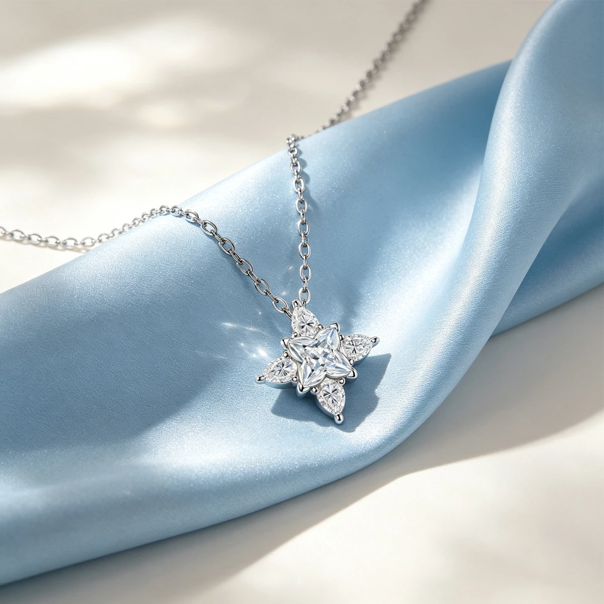 Four Pointed Star D VVS1 Moissanite Pendant Necklace For Women 925 Sterling Silver 18K Gold Plated Sparkling Multi Cut Moissanite Gemstone Fine Jewelry Gift For Anniversary Birthday Party Wedding Daily Wear Elegant Delicate Star Shape Neck Chain Accessory