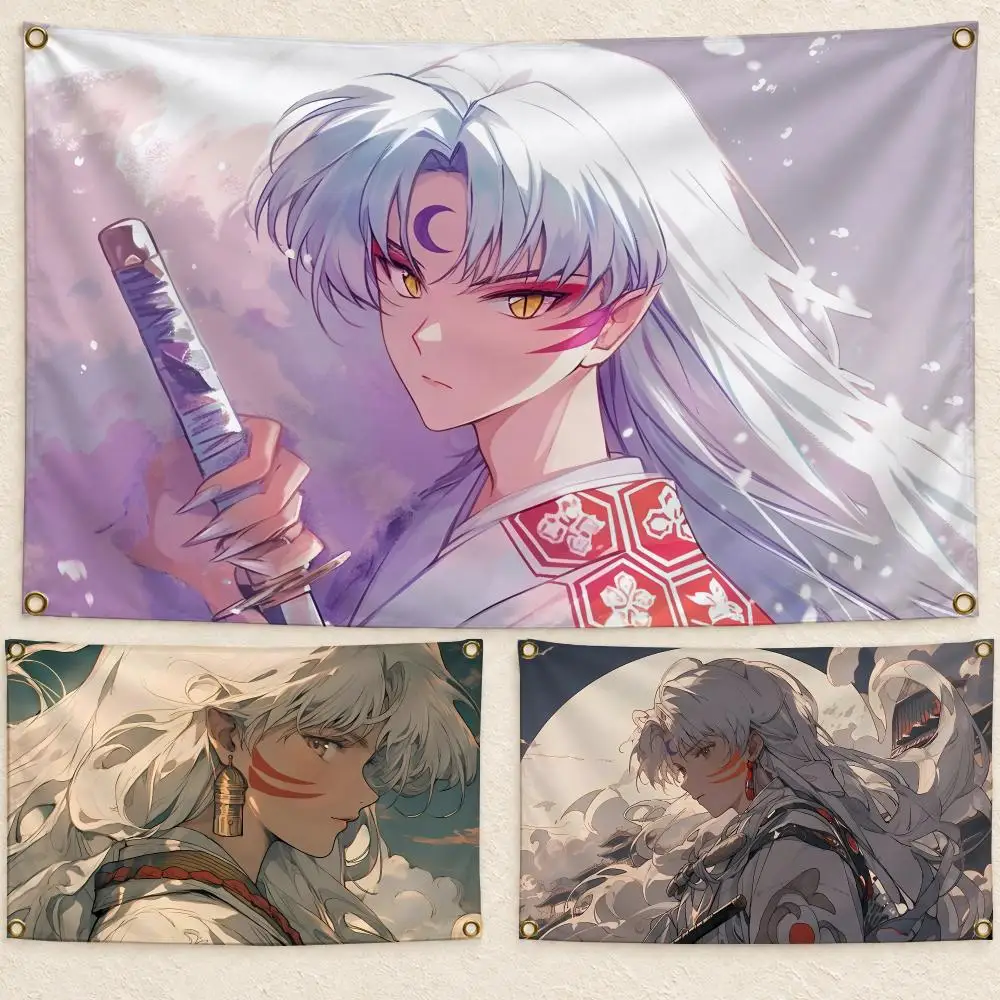 Legendary Anime Inuyasha Flags Wall Hanging Flag Banner Living Room Bedroom Home Decor HD Fabric Aesthetic