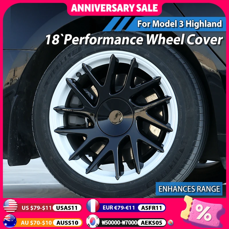 

4PCS for Tesla Model 3 Highland 2025 HubCap Car Replacement 18 Inch Wheel Cap Auto Full Rim Cover Accessories Wheel Cover 2024