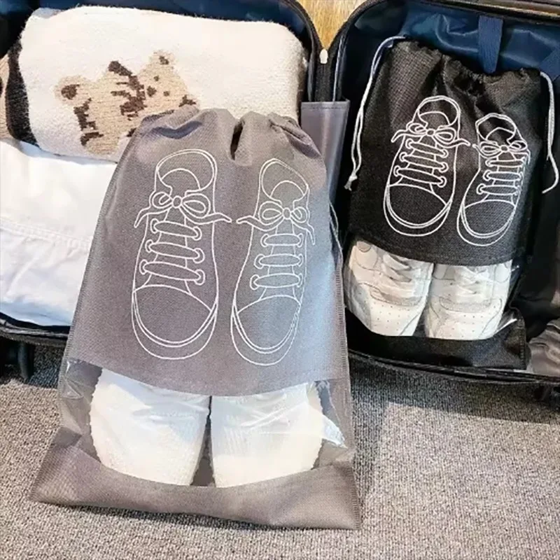 1pc Multifunctional Travel Shoe Bags Waterproof Non-Woven Storage Pouches Portable Closet Organizer Drawstring Bag