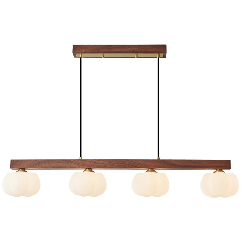 

Restaurant, chandelier, new Chinese style, one word, long strip, high sense, cotton lamp, retro, brass, walnut