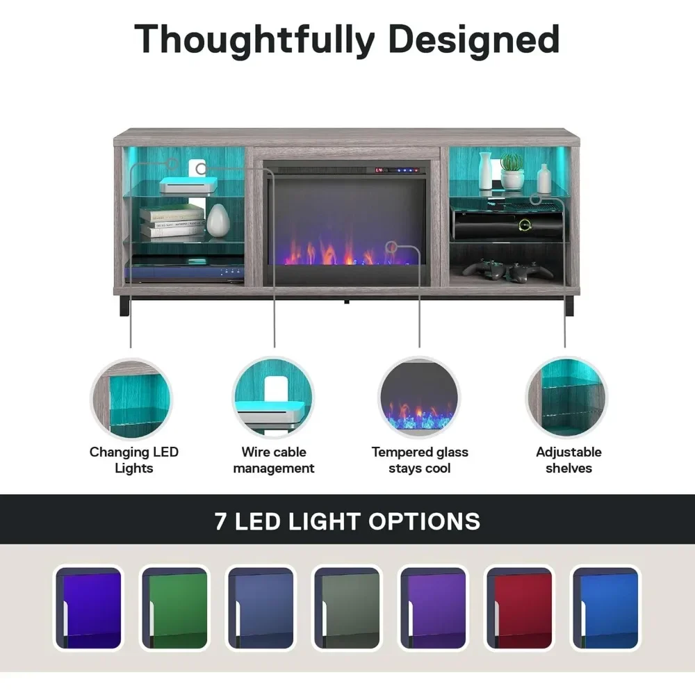 Résubdivision de la lumière LED avec télécommande et document proxy, foyer électrique, insert chauffant, console TV, support TV