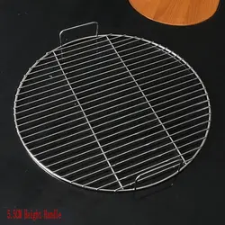Stainless Steel 304 Food Grade 21-39CM ROUND BBQ Charcoal Grate Barbecue Grill Wire Grid Mesh Net with Two 5.5CM Handles