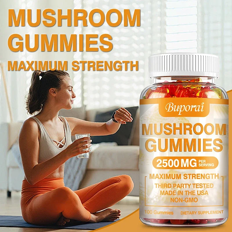 Mushroom Gummies - Helps with Concentration, Memory, Stress Relief, and Mood Improvement