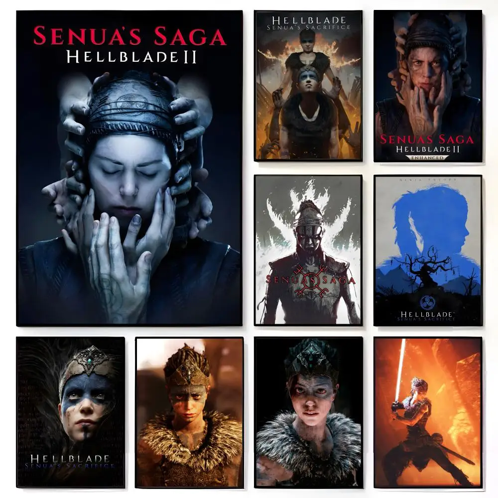 Póster del juego de acción Dark Action Game S-Senua's Saga Hellblade II, mural de película americana, decoración de pared para habitación infantil, impresión