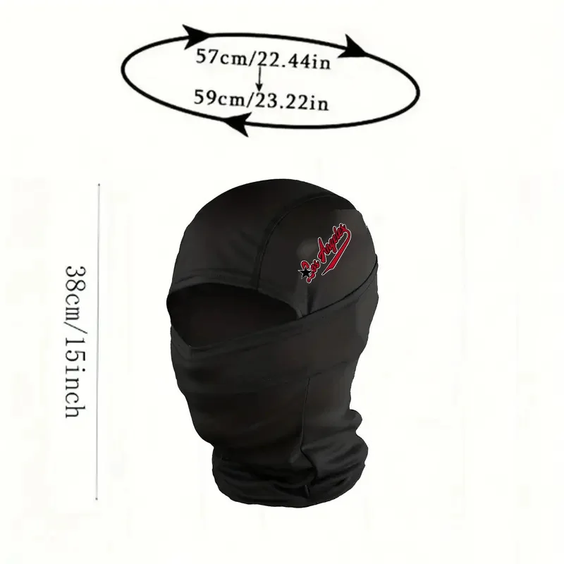 1/5PC West Coast Y2K Balaclava, Los Angeles Script Print, Lightweight Face Cover for Rave & Skate