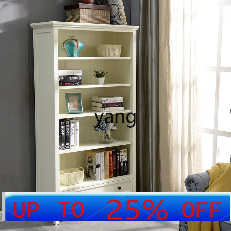 

LH Shelf White Simple Modern Floor Storage Cabinet Combination Solid Wood Bookcase Full Wall