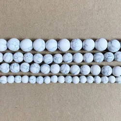 Natural Stone Matte Chinese White Howlite Round Loose Beads 15