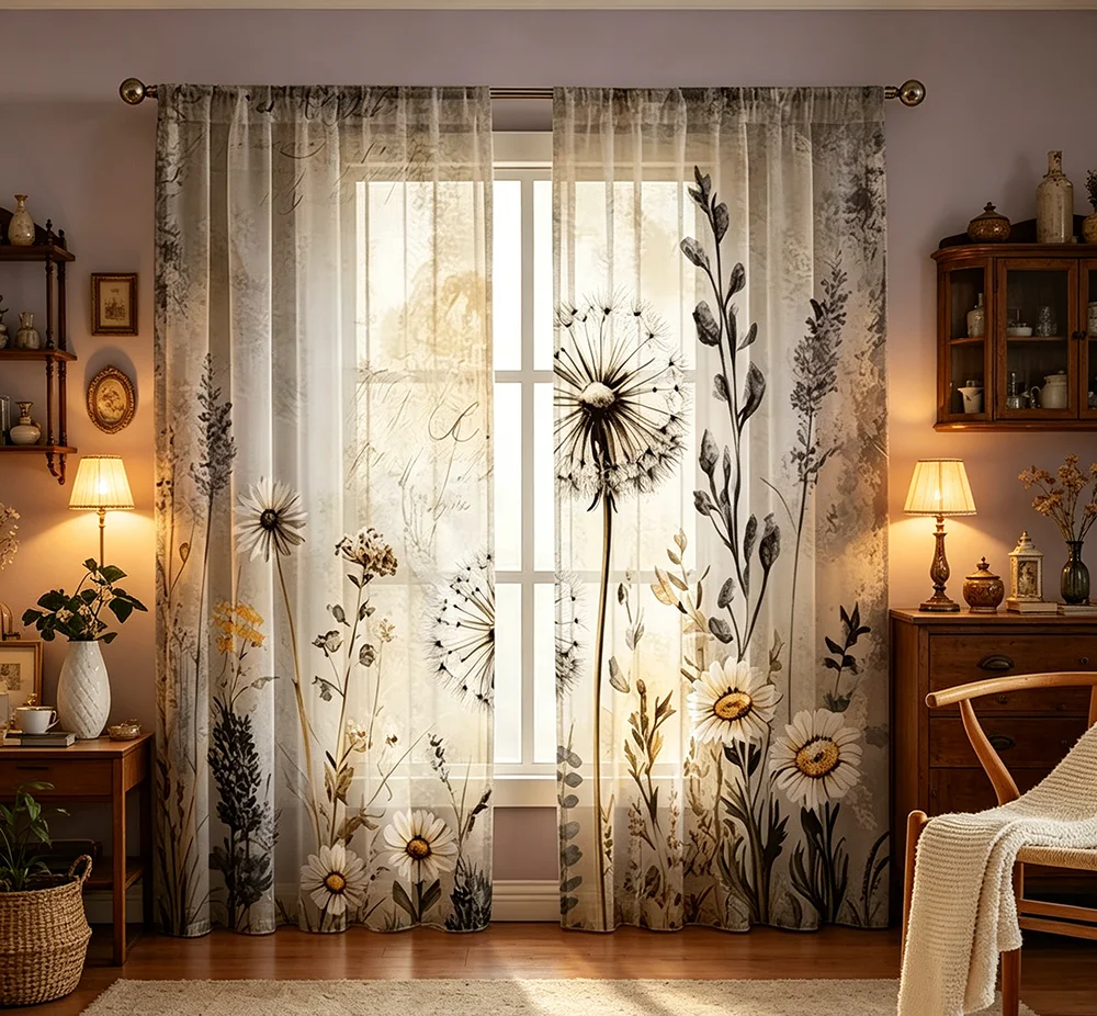 2PCS Digital Printing Sheer Curtain, Sports Basketball Soccer Balls Pattern, Athletic Boys Bedroom Playroom Teen Game Room Decor view 5
