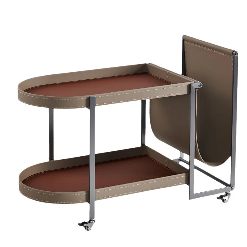 Lichte luxe zadelleren bankrandtafel, beweegbare plank op woonkamerbalkon, designwagen kleine appartement salontafel